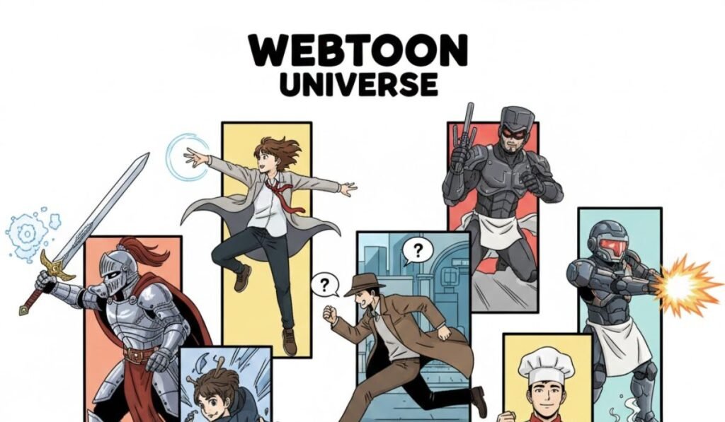 Popular webtoons characters showcasing digital comics diversity.
